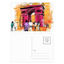 Triumphal Arch Paris France Hand Drawing Postcard Set Birthday Mailing Thanks Greeting Card