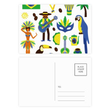 Soccer Parrot Guitar Coffee Brazil Postcard Set Birthday Mailing Thanks Greeting Card