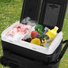 60L WIFI Dual-Zone Camping Refrigerator with App & LCD Control, -20C to 20C, Dual Compartments, Ice Box, 12/24V & AC, Portable UK