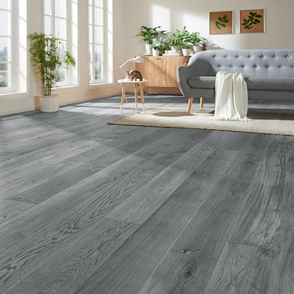Garden Sanctuary 36pcs Self-Adhesive PVC Flooring Planks, Gray