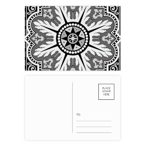 Black White Arabic Style Pattern Postcard Set Birthday Mailing Thanks Greeting Card