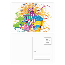 Ferris Wheel Castle Amusement Park Postcard Set Birthday Mailing Thanks Greeting Card