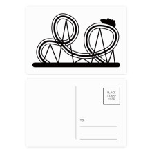 Black Roller Coaster Amusement Park Outline Postcard Set Birthday Mailing Thanks Greeting Card