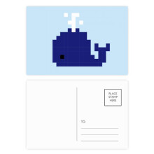 Summer Sail Blue Whale Pixel Postcard Set Birthday Mailing Thanks Greeting Card