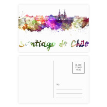 Santiago De Chile City Watercolor Postcard Set Birthday Mailing Thanks Greeting Card