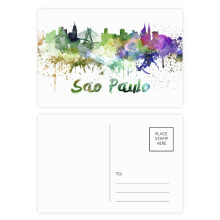 Sao Paula Brazil City Watercolor Postcard Set Birthday Mailing Thanks Greeting Card