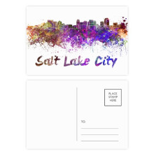 Salt Lake City America City Watercolor Postcard Set Birthday Mailing Thanks Greeting Card