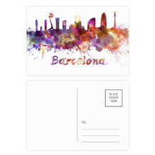 Barcelona Spain City Watercolor Postcard Set Birthday Mailing Thanks Greeting Card