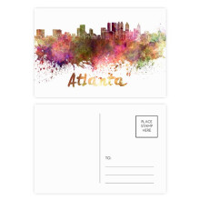 Atlanta America City Watercolor Postcard Set Birthday Mailing Thanks Greeting Card