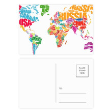 Mutlicolour World Map Countries Name Postcard Set Birthday Mailing Thanks Greeting Card