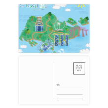 Singapore Travel Map Postcard Set Birthday Mailing Thanks Greeting Card