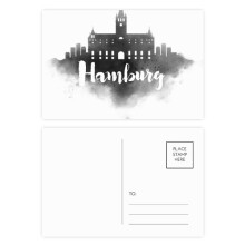 Hamburg Germany Landmark Ink City Painitng Postcard Set Birthday Mailing Thanks Greeting Card