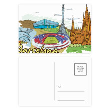 Spain Barcelona Monument Watercolor Postcard Set Birthday Mailing Thanks Greeting Card