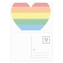 Rainbow Lined Heart LGBT Postcard Set Birthday Mailing Thanks Greeting Card