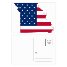 Missouri USA Map Stars And Stripes Flag Shape Postcard Set Birthday Mailing Thanks Greeting Card