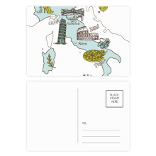 Map City Italy Landmark National Flag Pattern Postcard Set Birthday Mailing Thanks Greeting Card
