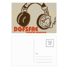 brown headset rock music postcard set birthday mailing thanks greeting card
