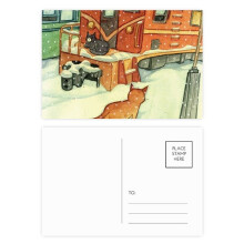 Miaoji Painting Cat Winter Snow Train Postcard Set Birthday Mailing Thanks Greeting Card