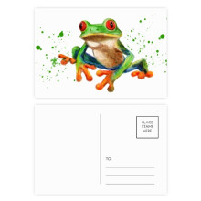 Polypedatid Green Frogs Postcard Set Birthday Mailing Thanks Greeting Card