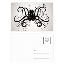 Black Octopus Marine Life Illustration Postcard Set Birthday Mailing Thanks Greeting Card