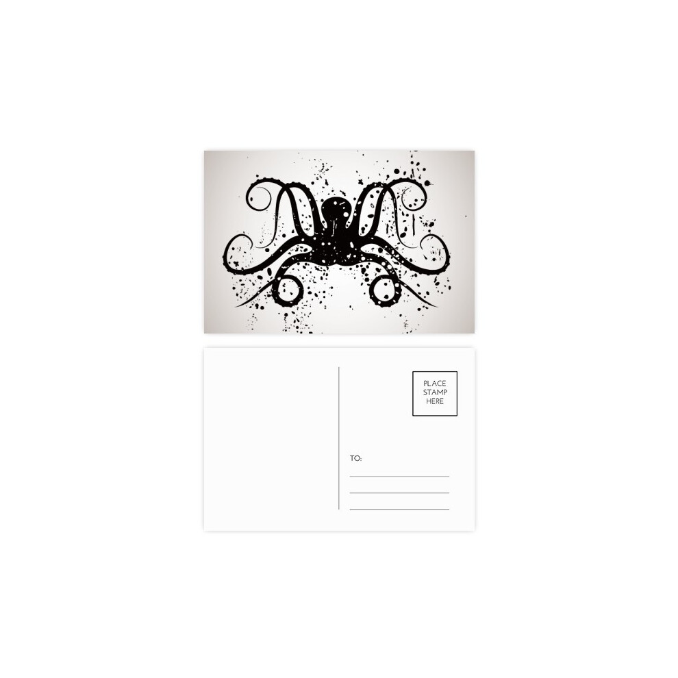 Black Octopus Marine Life Illustration Postcard Set Birthday Mailing Thanks Greeting Card-image-OPC-PFJMD28-NEW