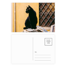 Animal Cool Black Cat Photograph Postcard Set Birthday Mailing Thanks Greeting Card