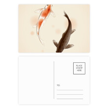 Traditional Chinese Japanese Lucky Fish Postcard Set Birthday Mailing Thanks Greeting Card