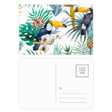 Watercolor Toucan Shrub Pineapple Parrot Postcard Set Birthday Mailing Thanks Greeting Card