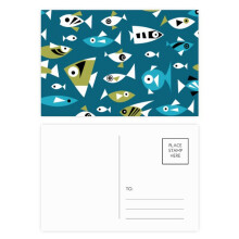 Cold Color Blocks Fishes Postcard Set Birthday Mailing Thanks Greeting Card
