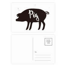 Pig Black And White Animal Postcard Set Birthday Mailing Thanks Greeting Card