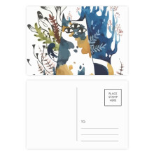 Three Eyes Cat Watercolor Animal Postcard Set Birthday Mailing Thanks Greeting Card
