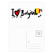 I Love Belgium Word Flag Love Heart Illustration Postcard Set Birthday Mailing Thanks Greeting Card
