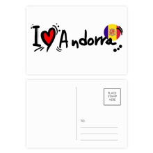 i love word flag love heart illustration postcard set birthday mailing thanks greeting card
