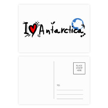 I Love Antarctica Word Flag Love Heart Illustration Postcard Set Birthday Mailing Thanks Greeting Card