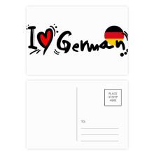 I Love German World Flag Heart Postcard Set Birthday Mailing Thanks Greeting Card