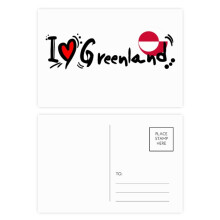 I Love Greenland Word Flag Love Heart Illustration Postcard Set Birthday Mailing Thanks Greeting Card