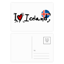 I Love Iceland Word Flag Love Heart Illustration Postcard Set Birthday Mailing Thanks Greeting Card
