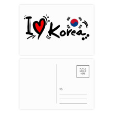 I Love Korea Word Flag Love Heart Illustration Postcard Set Birthday Mailing Thanks Greeting Card