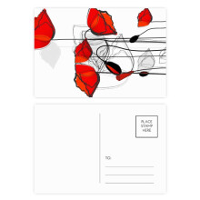 Red Flowers Art Line Painting Corn Postcard Set Birthday Mailing Thanks Greeting Card