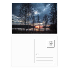 Lake Trees Science Nature Scenery Postcard Set Birthday Mailing Thanks Greeting Card