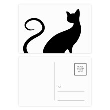Elegant Black Cat Animal Outline Postcard Set Birthday Mailing Thanks Greeting Card