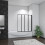 (900x1400mm-4Fold) Matt Black Bath Screen Shower 4mm Glass Panel 1