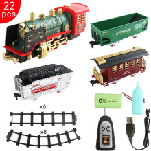 Christmas Train Toys for Kids with Steam Locomotive, Carriage, Cargo Car &Tracks, Battery Provides Sound & Light & Smoke