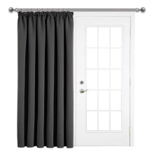 (DARK GREY, 66 x 84 DOOR CURTAIN) Blackout Pencil Pleat Curtains Ready Made Curtain