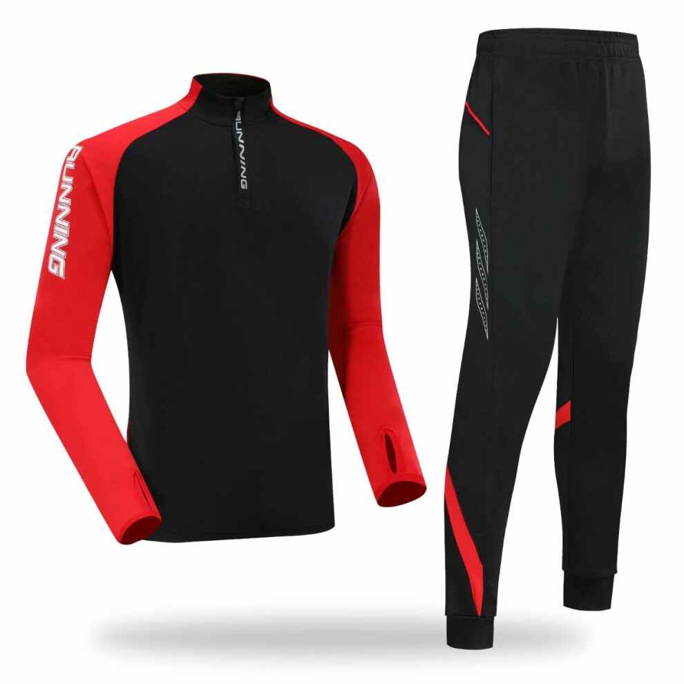 (black, S) Adult & Kids Fleece-Lined Football Training Set - Long-Sleeve Warm-Up Suit for Fall and Winter Sports