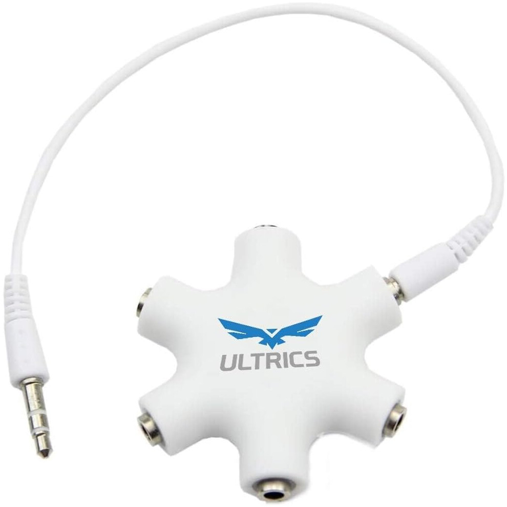 Ultrics Headphone Splitter, 3.5Mm Male To Female Multi Earphone Audio Splitter, 5 Ports Stereo Headset Adapter White 5081947715535