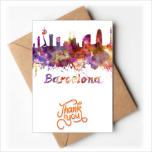 Barcelona Spain City Watercolor Thank You Cards Envelopes Blank Note