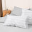 (Stripe Pillowcases Pair, White) Extra Deep 40CM Fitted Sheets Hotel Quality Stripe Bedsheet 5