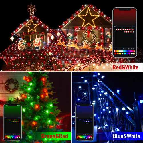 (99FT 150LEDs) 33FT Smart String Lights Extendable C9 DIY Color Changing APP Remote Controlled Halloween Music Timer 50 LED Waterproof Programmable Lights 2