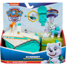 Paw Patrol EVEREST Deluxe Snowmobile with Projectile Launcher Snowboard and Collectible Action Figure